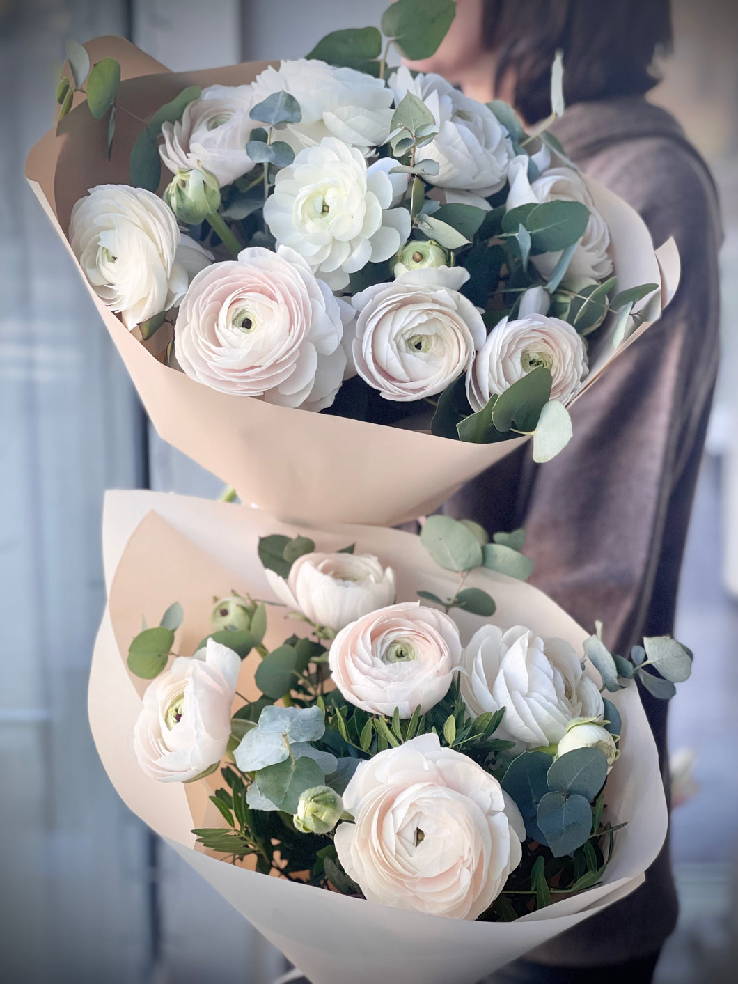 “Luxury Bouquet” Ranunculus+ Eucalyptus