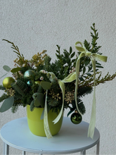 Load image into Gallery viewer, “Evergreen Christmas” table decor in a ceramic pot
